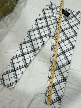 Ralph Lauren Girls Plaid Pants Size M (8–10) NWT Black White Stretch